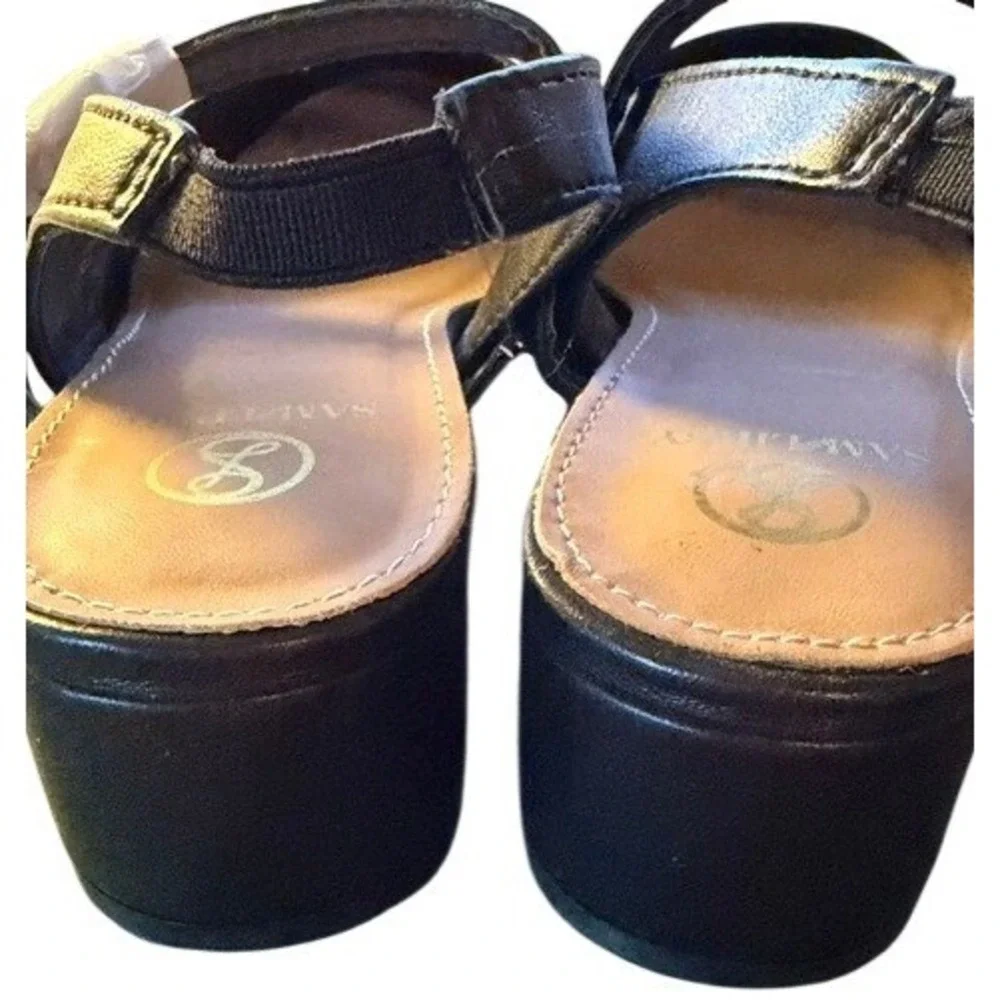 Sam & Libby Girls Black Mary Jane Slingback Block Heel Dress Shoes Size 3 SAL051